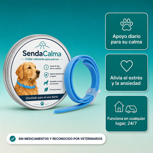 Collar calmante SendaCalma de doble feromona: alivio de la ansiedad sin medicamentos.
